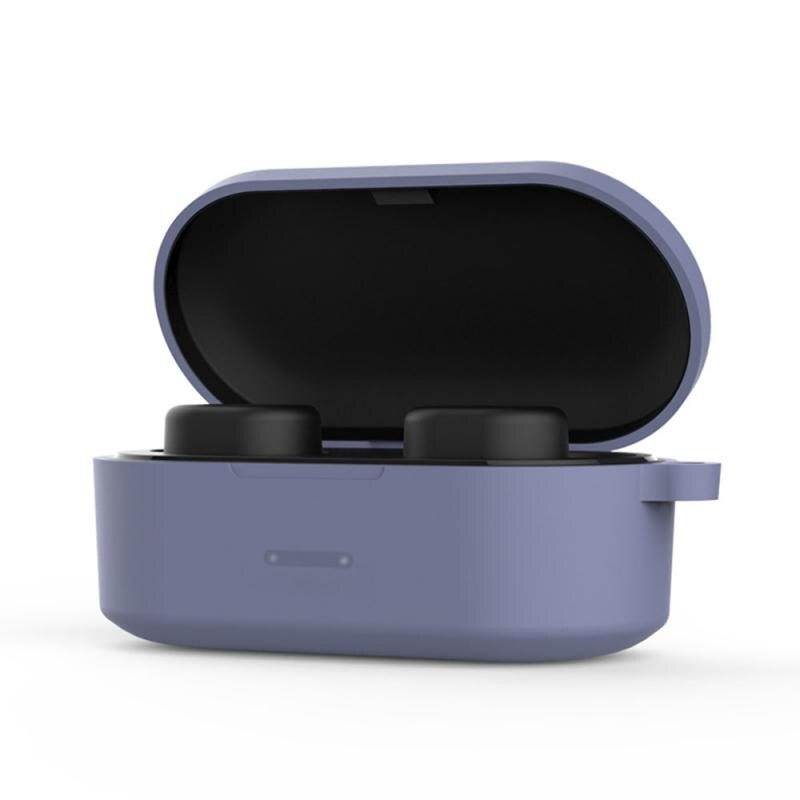 Caso do fone de ouvido de bluetooth apropriado para qcy t1s/qs2 conjunto de fone de ouvido de bluetooth capa protetora de silicone com gancho: blue