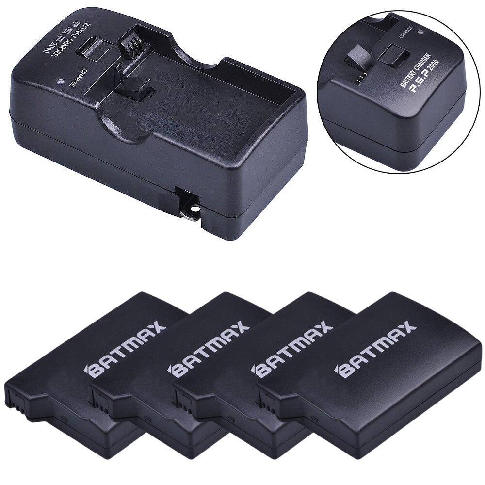 For 4Pc PSP-1000 PSP 1000 Battery 3.6V 3600mAh Batteries Accu + Charger Kits for PSP 1000 Playstation Sony PSP1000 Battery