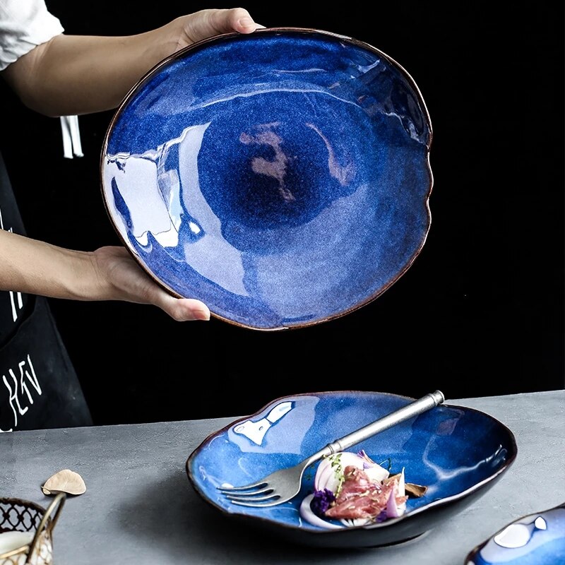 Criatividade nordic cerâmica prato prato de comida casa cerâmica irregular prato salada prato louça frutas decoração da cozinha