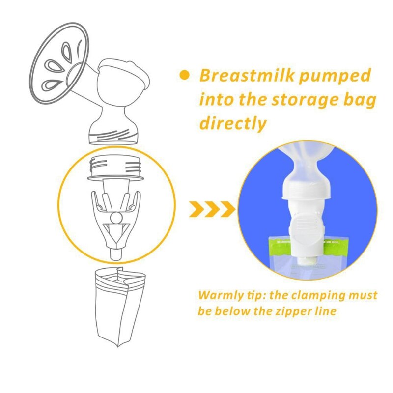 Baby Breast Milk Storage Bags Clip Adapter for Standard Caliber Breast Pump Connector Converter Clamp