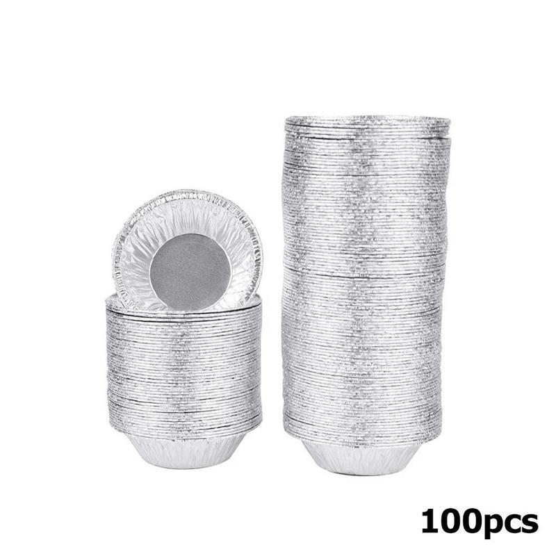 100 st äggpannformar i aluminiumfolie minikanna paj engångsform tårta muffinsplattformar koppar runda behållare baka b b  t6 c 2: Default Title