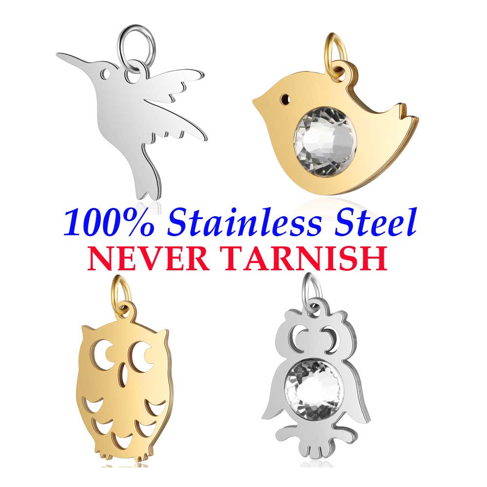 5 stuks Humming Bird Nachtuil Vogel Charm 100% Rvs Nooit Aantasten AAAAA Hangers Hoge Gepolijst