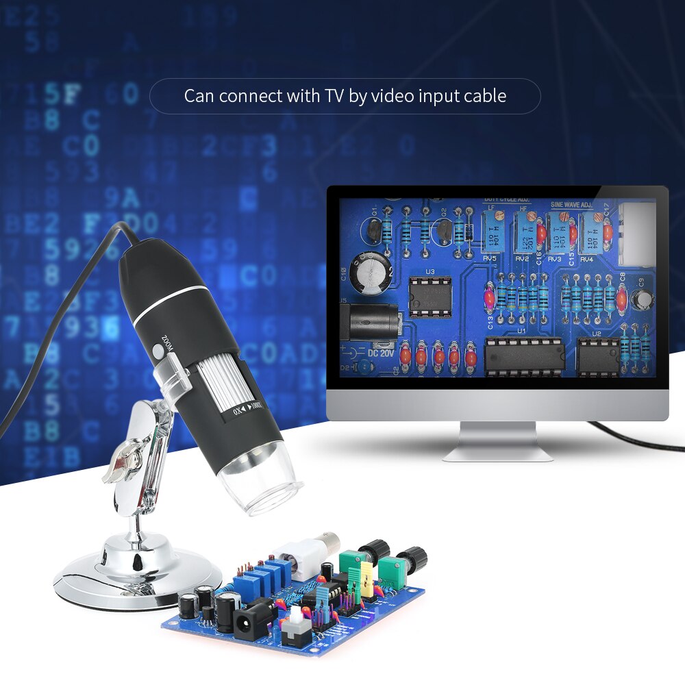 mini AV LED Digital Microscope 1000X Magnification optical instruments soldering microscope with Holder True 0.3MP Video Camera