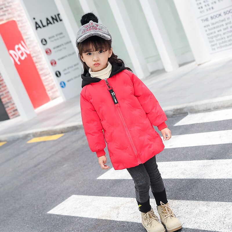 Winter kinderen dons & parka's 3-10y jongens meisjes dikke warme bovenkleding winddichte capuchon jas of kinder winterjas rood zwart