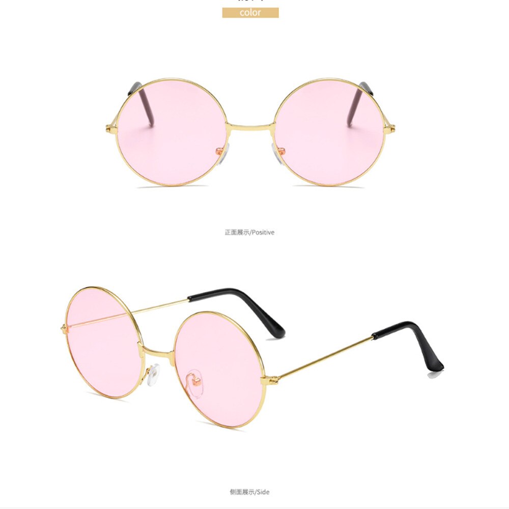 Vintage Round Sunglasses Women UV400 Sun Glasses Colorful Round-frame Glasses Female Male Metal Mirror Oculos De Sol