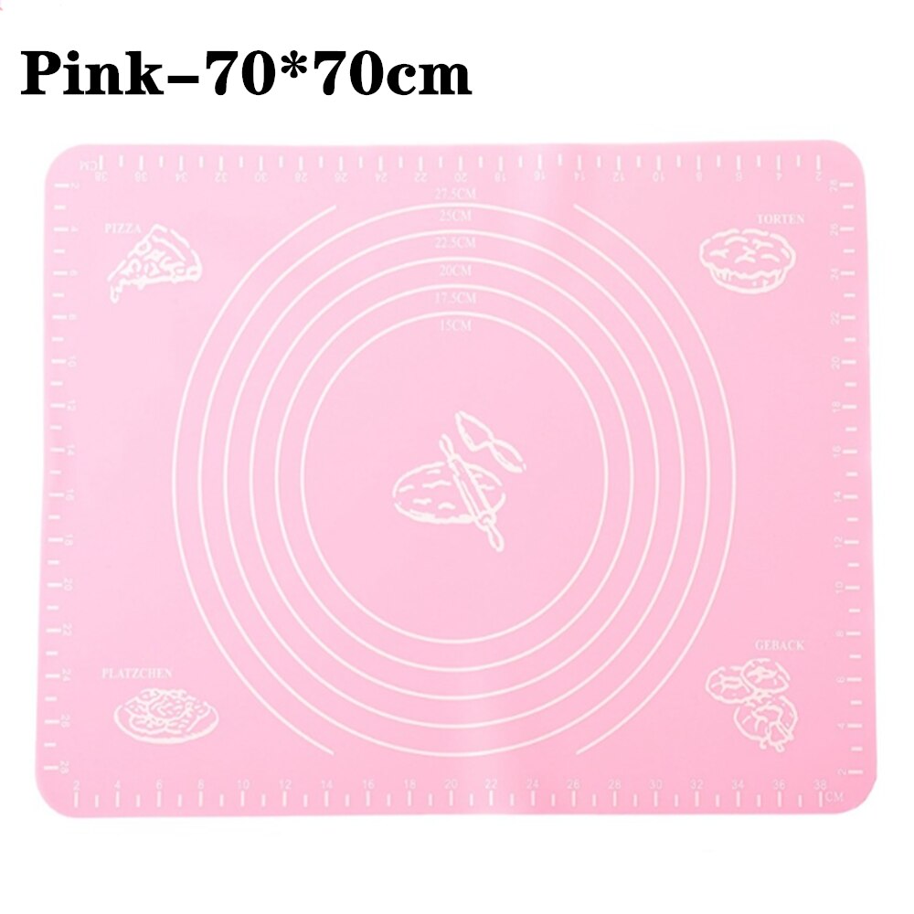 70*70cm Silicone Baking Mat Thicken Cake Silicone Mat Oven Pizza Pastry Mat Rolling Dough Board Non-Stick Mat Cake Baking Tools: Pink-70x70cm