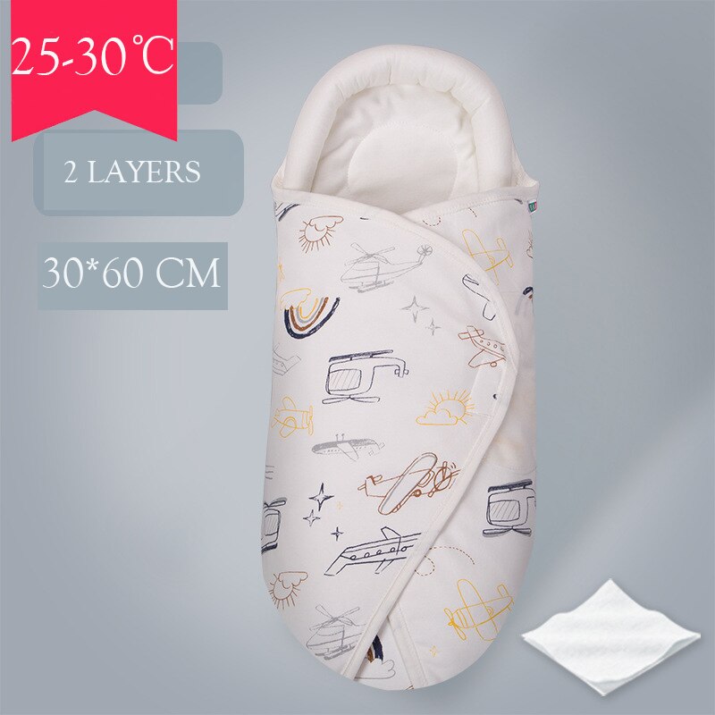 Manta envuelta con Velcro para bebé, almohada de cabeza en forma de U, protección, saco de dormir, cochecito para niño y niña: 2 Layers 09