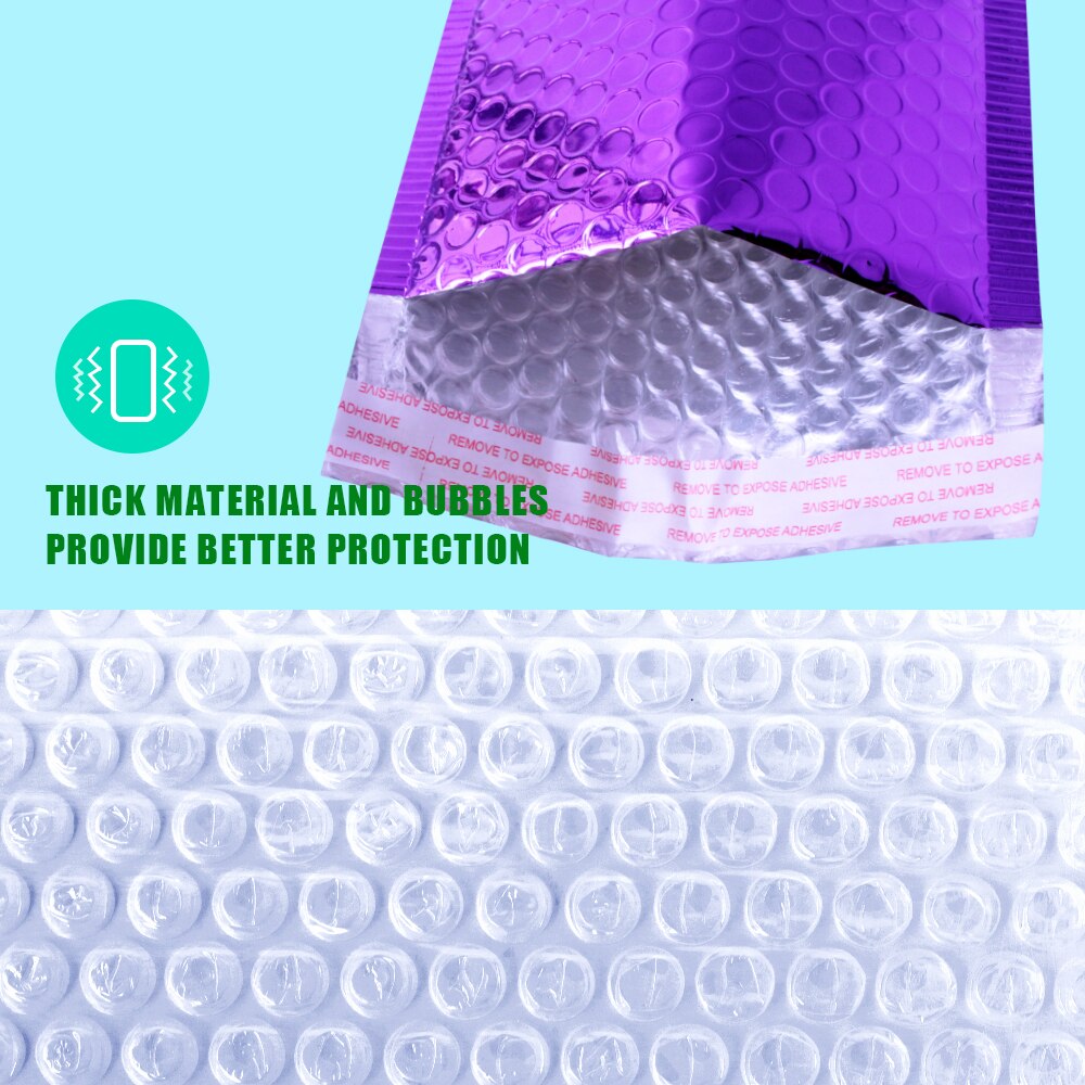 Rapidypack 10 stuks paarse poly-bubbelenveloppen, zelfklevende, gewatteerde bubbelenveloppen, waterdichte koerierszakken, verpakkingsbubbelenvelop