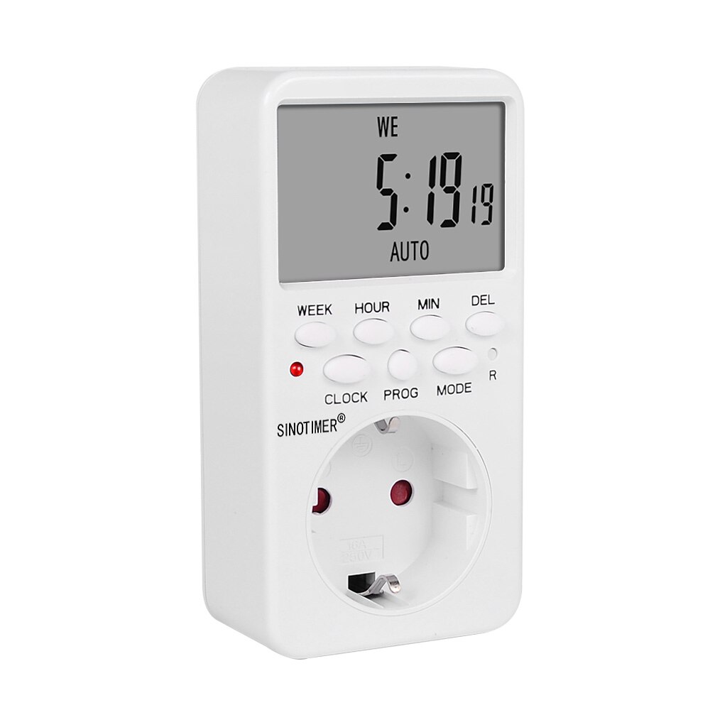 Eu-stikkontakt elektronisk digital timerstik med timer 220v vekselstrømsstik timer-stop-tid relæ-switch kontrol programmerbar