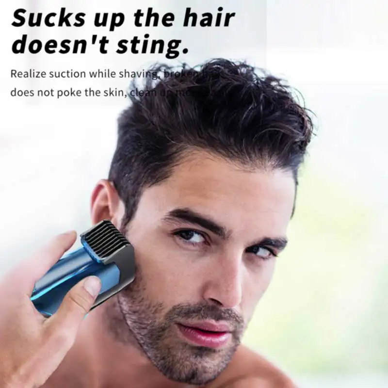 Vacuum Beard Trimmer for Men, Rechargeable Mustache Trimmer with Adjustable Length Comb (1-20MM) Electric Beard Trimmer
