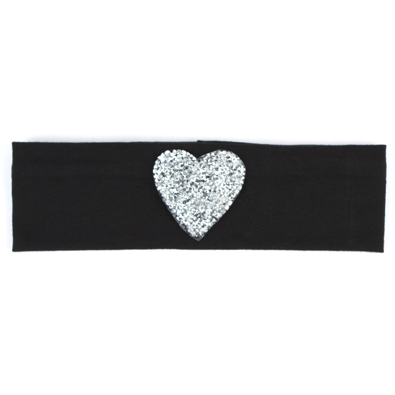 Geebro Kinderen Katoen Zachte Hoofdband Lente Leuke Steentjes Hart Platte Haarband Meisjes Stretch Hoofddeksels Haaraccessoires: Black