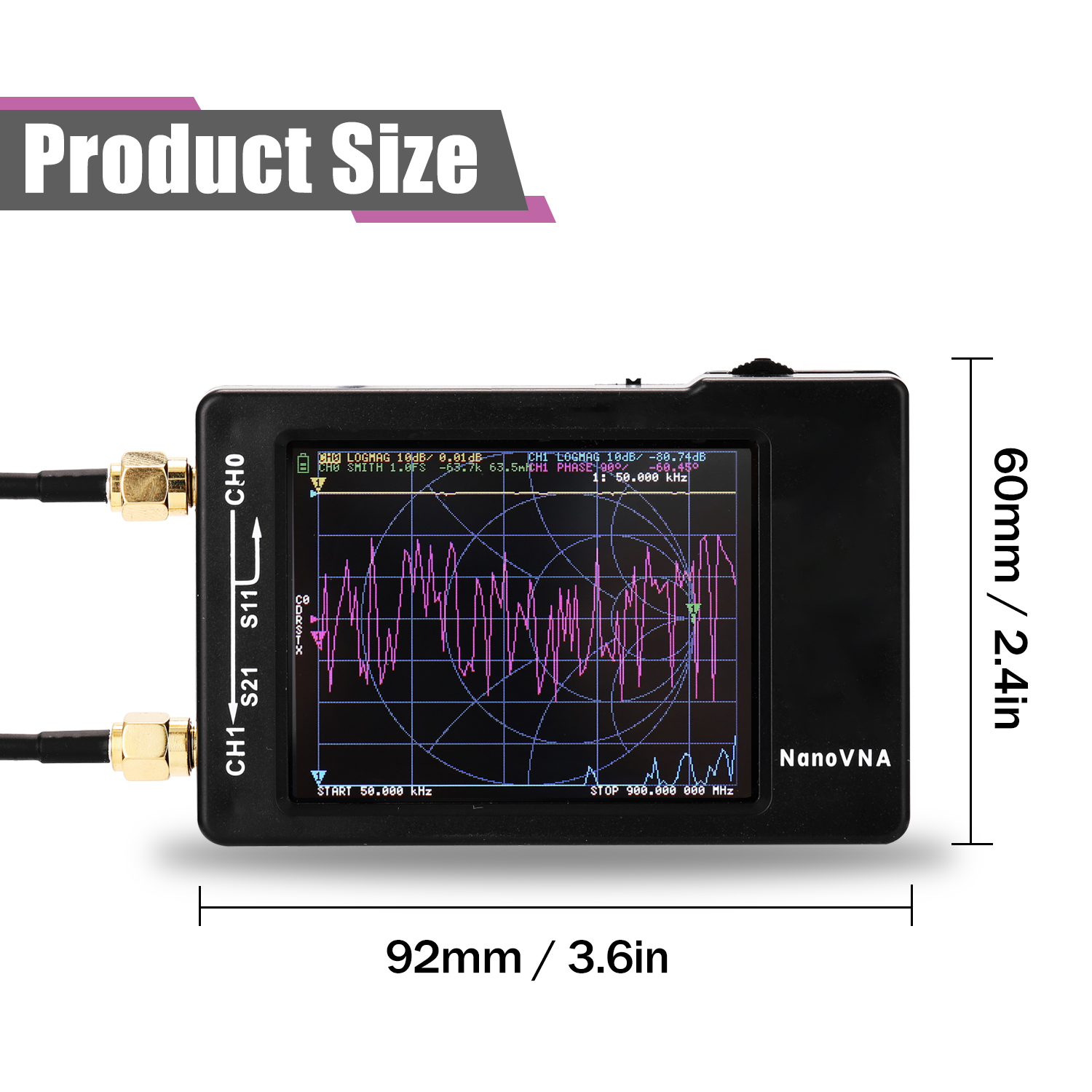 50KHz-900MHz Digital Vector Network Analyzer Touching Screen Shortwave MF HF VHF UHF Antenna Analyzer Standing Wave Analyzer