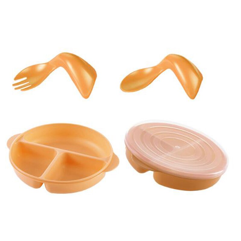 1 PC Safety Plate Children's Cartoon Dinner Plate Dishes Fruit Round Split 3 Grid Baby Plate