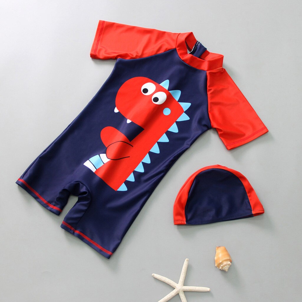 Bañador de manga corta para niños y bebés, traje de baño de dinosaurios, para la playa, con gorro, n. ° 30