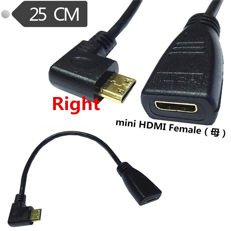 HDMI 1.4 Mini HDMI Female to Mini HDMI Male UP Down Left Right Angled Extension AV Cable 1080p 0.25m