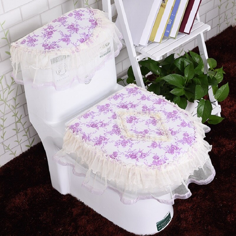 bathroom toilet seat water tank cover top cover toilet pad set three-piece