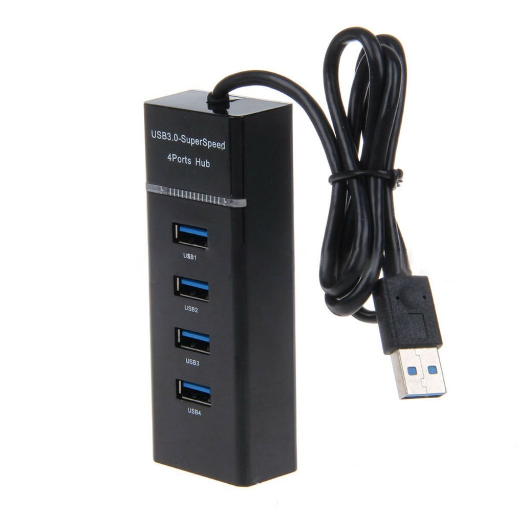 Hub USB 3,0 de alta velocidad Hub independiente de 4 puertos Hub divisor de cuatro bits Hub Usb 3,0 Multi-Interface Hub: Black