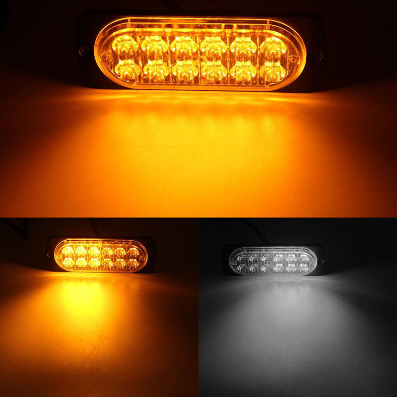 Ultra-Slim LED 36W Police Lights 12V-24V 12 LED Car Emergency Truck Side Strobe Warning Light Car Lights