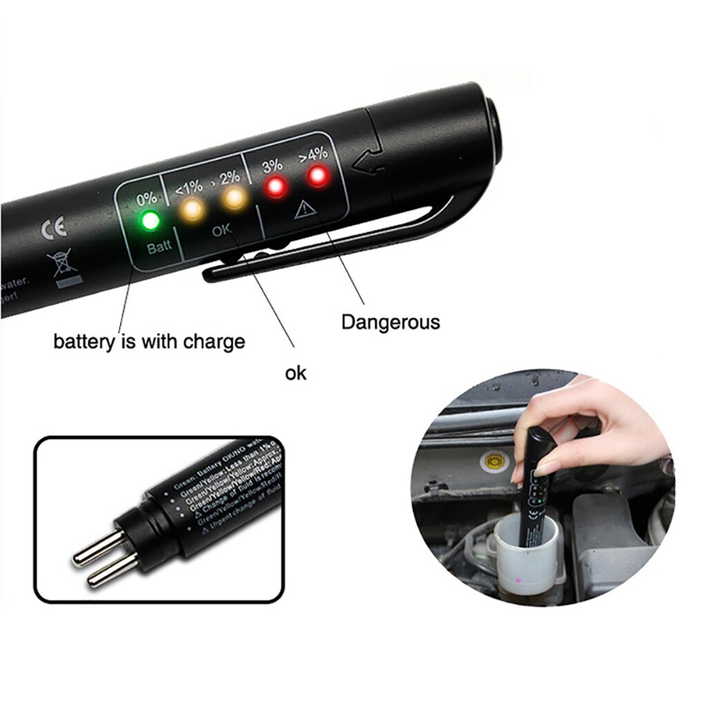 Universal Car Vehicle Brake Fluid Oil Pen 5 LED Testing Pen Tool
