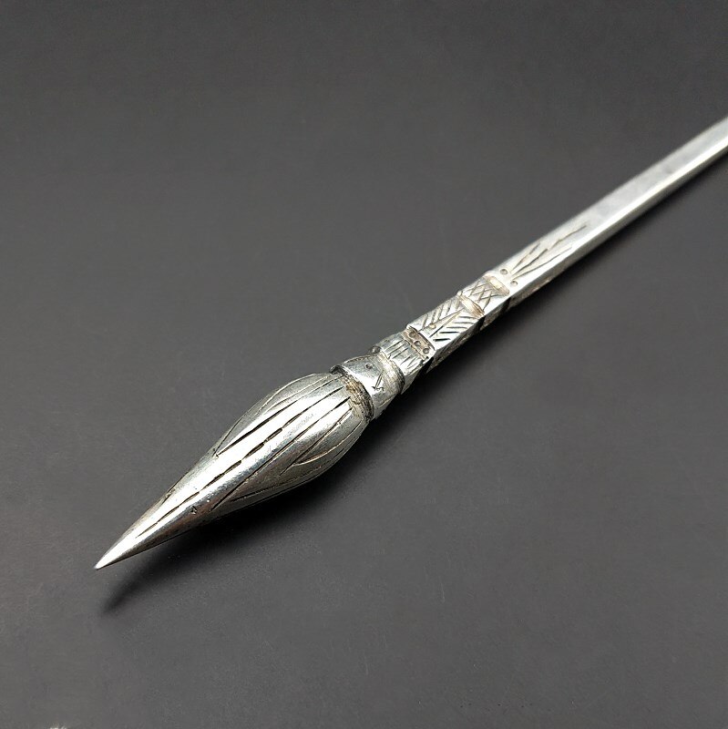 - handgemaakte miao zilveren thee klassieke vrouwelijke naald haarspeld stap schud kwast zilveren pu'er thee naald: 3