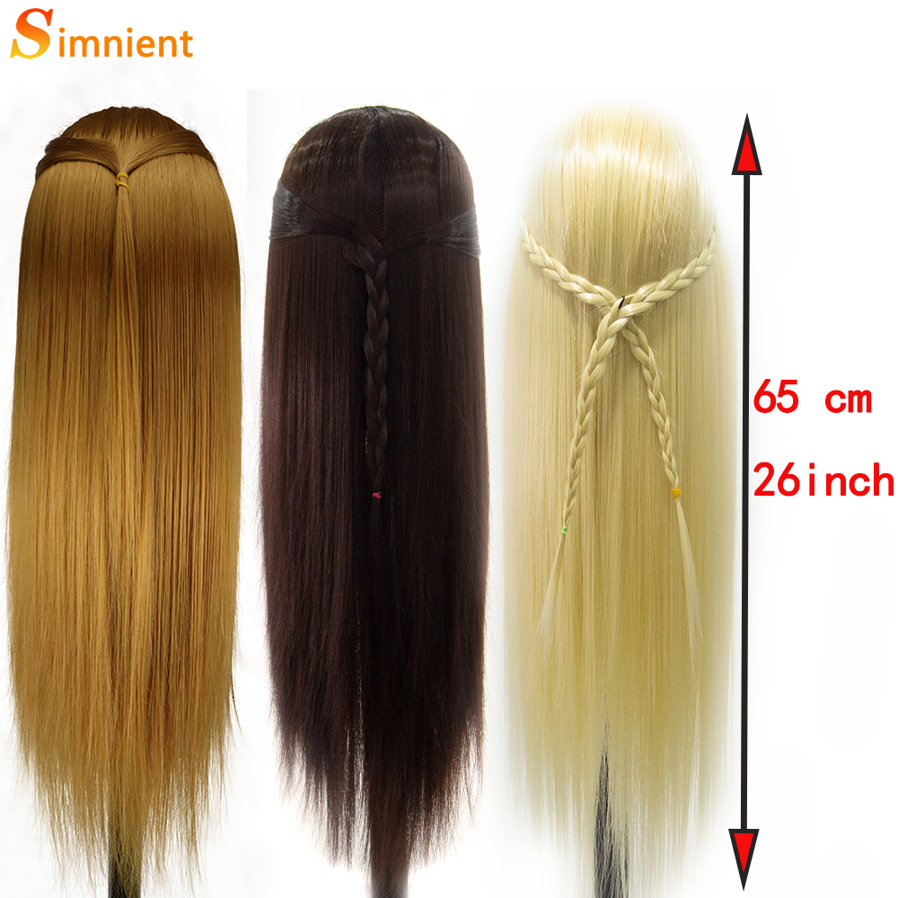 Mannequin Head 100% Synthetic Hair Hairdresser Training Head With Stand Manikin Cosmetology Doll Head For Braiding Styling