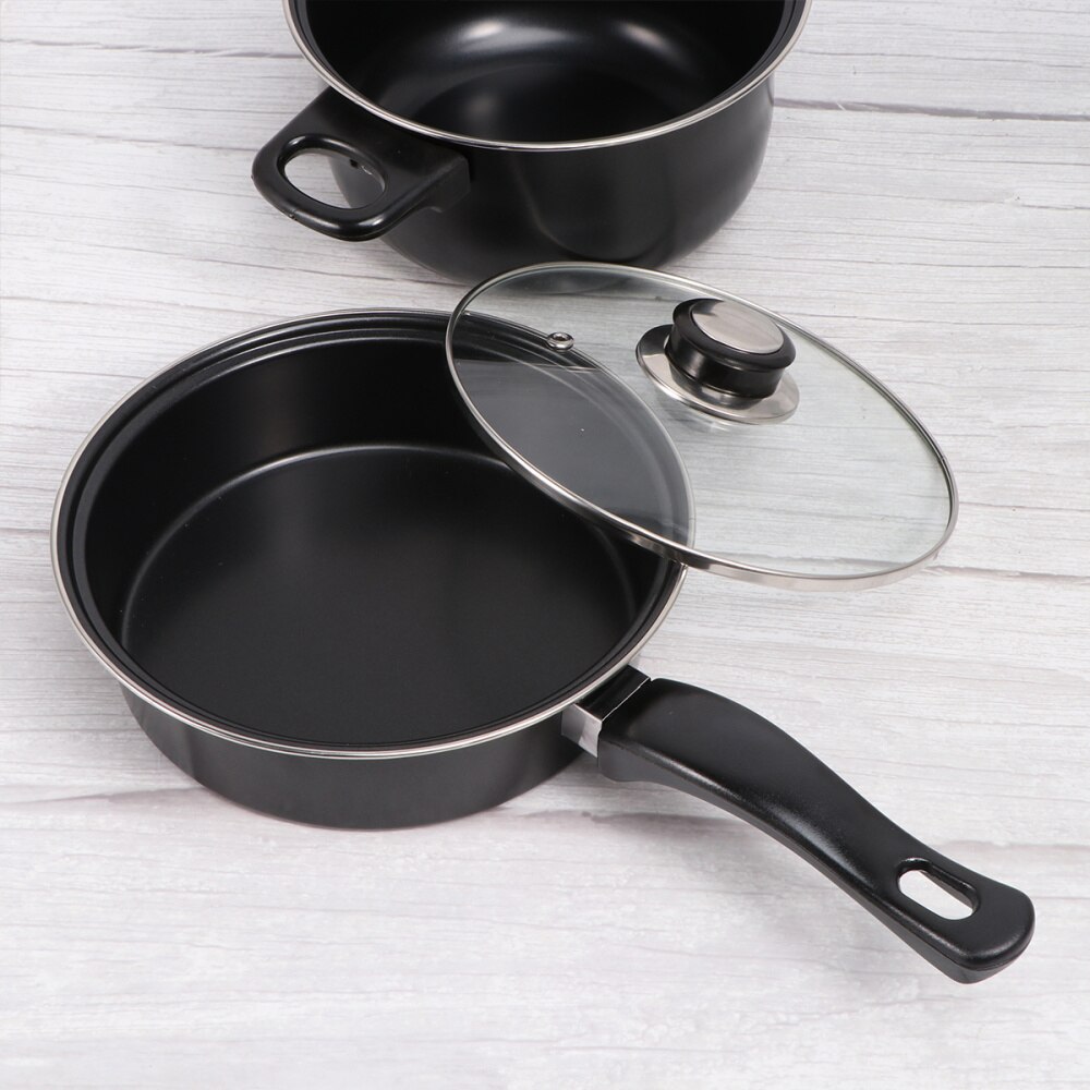 1 Set of 7PCS Portable Cookware Set Non-stick Pan Frying Pan Kit Cooking Pots Frying Pan Lid Set Household Cooking Kitchenware S