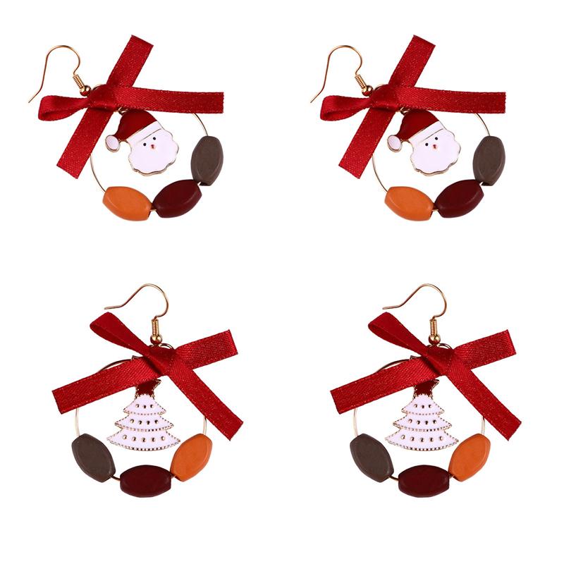 2 Pairs Kerst Thema Vrouw Oorbel Modieuze Legering Kerstboom Oorbellen Cartoon Bell Kerstman Stud Oorbellen: Style 16