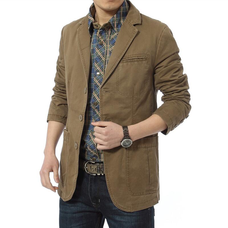 Brand Plus Size M-4XL Casual Blazer Men Cotton Denim Mens Slim Fit Suit Jacket Male Masculin Blazers Homme
