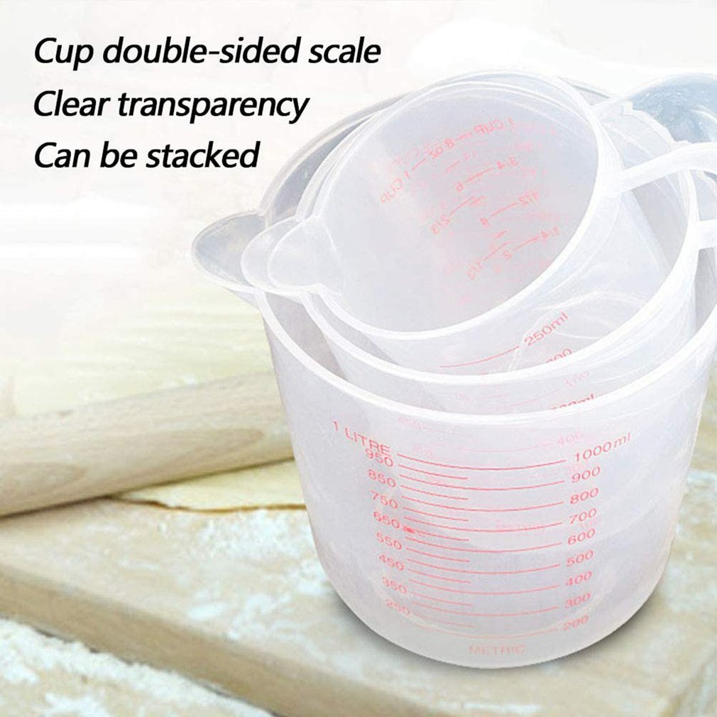3 Pcs Plastic Measuring Cup Capacity Clear Measuring Jug Set Stackable Clear Heat-resistant Cup For Measure Liquid