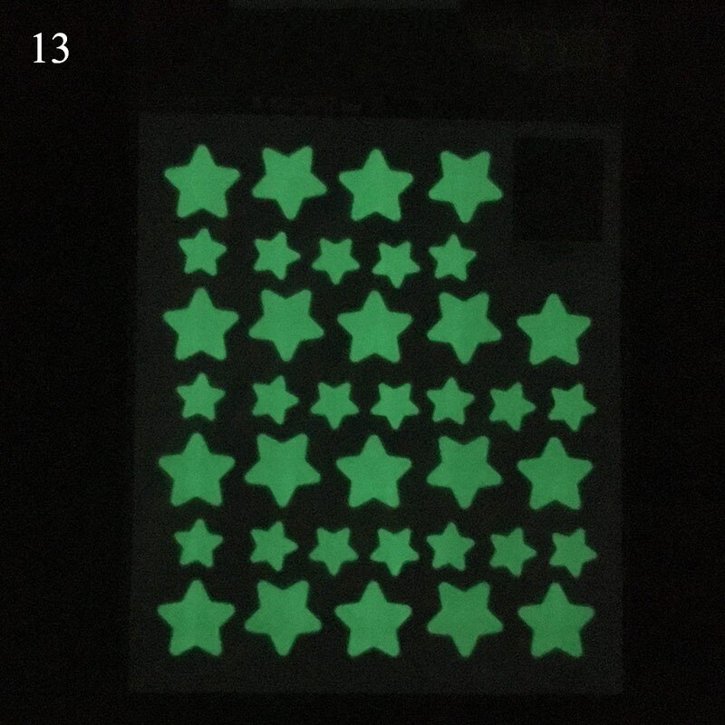 Fluorescent Wall stickers 3D Stars Dots Luminous DIY Wall Sticker Bedroom Kids Room Decoration Glow In Dark Animals Stickers: 13