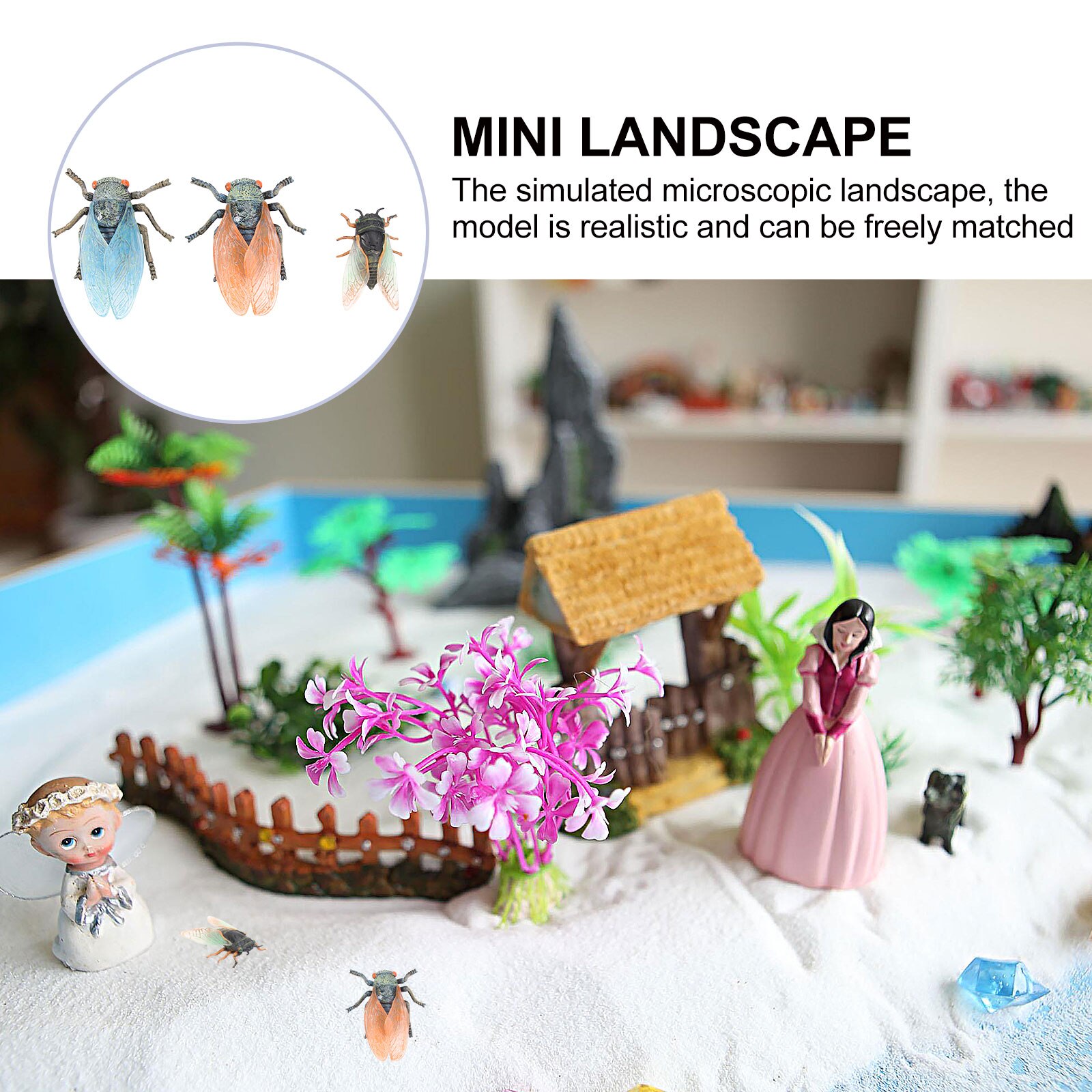 1 set naturgetreuer insektenmodellsimulation zikaden-mikrolandschaftsdekoration