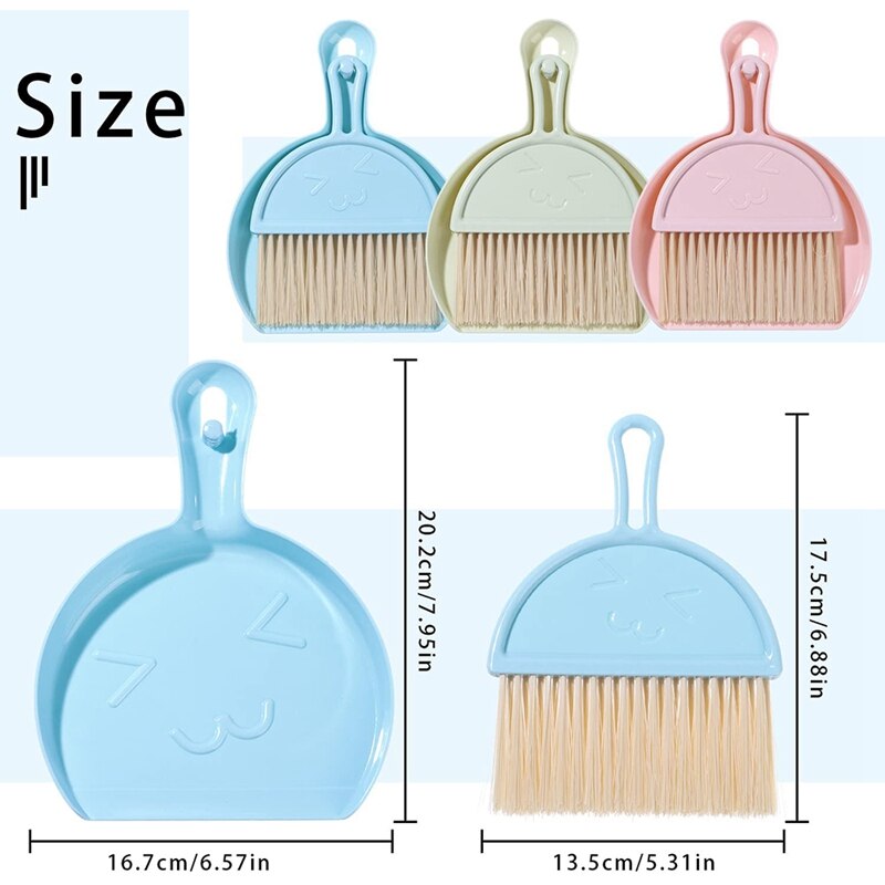 3 Sets Mini Stoffer En Blik Set Kooi Cleaner Hand Bezem En Stoffer Schoonmaak Tool Voor Bureau, Auto, kleine Dieren Afval, Etc