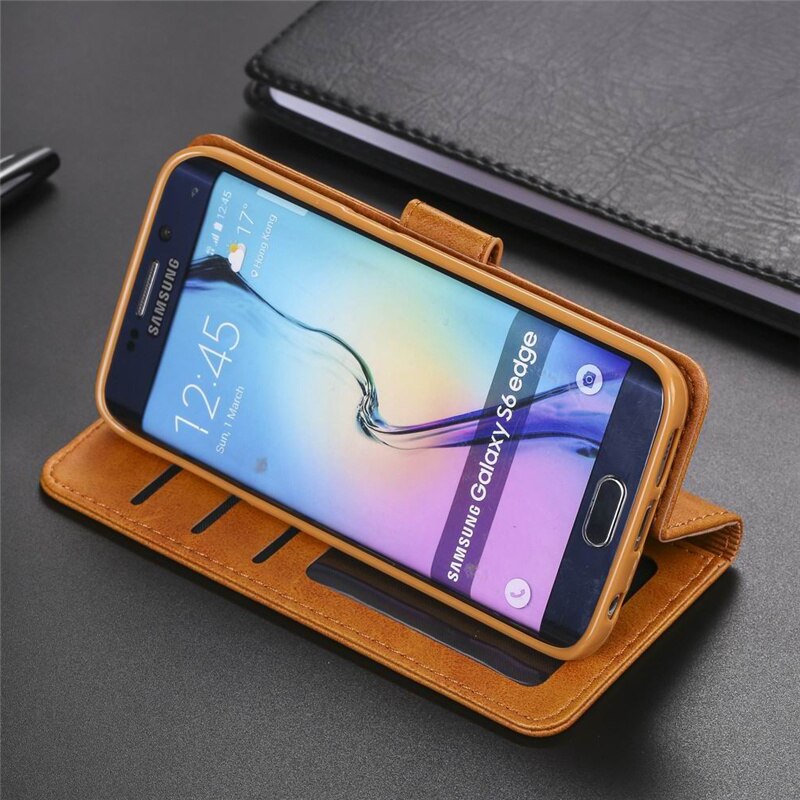 S6 kotelo etui samsung  s6 kotelo läppä puhelimen kansi hoesje samsung galaxy  s6 reunakotelo nahka 9 korttipidike lompakko laukut coque  s6