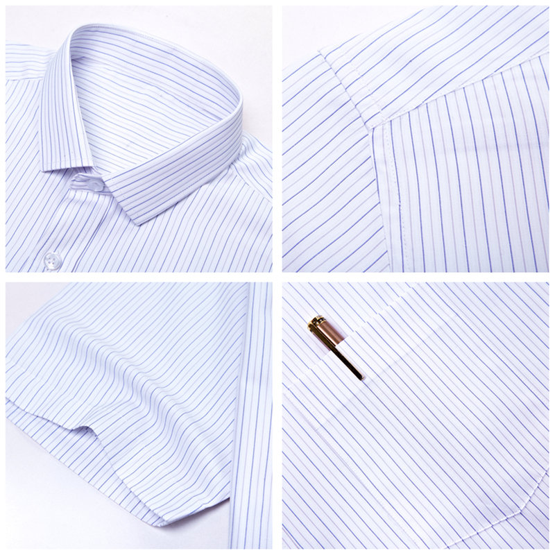 Coodrony katoenen herenoverhemd met zakje zomer klassiek gestreept overhemd met korte mouwen herenkleding sociaal zakelijk casual overhemden  s96069