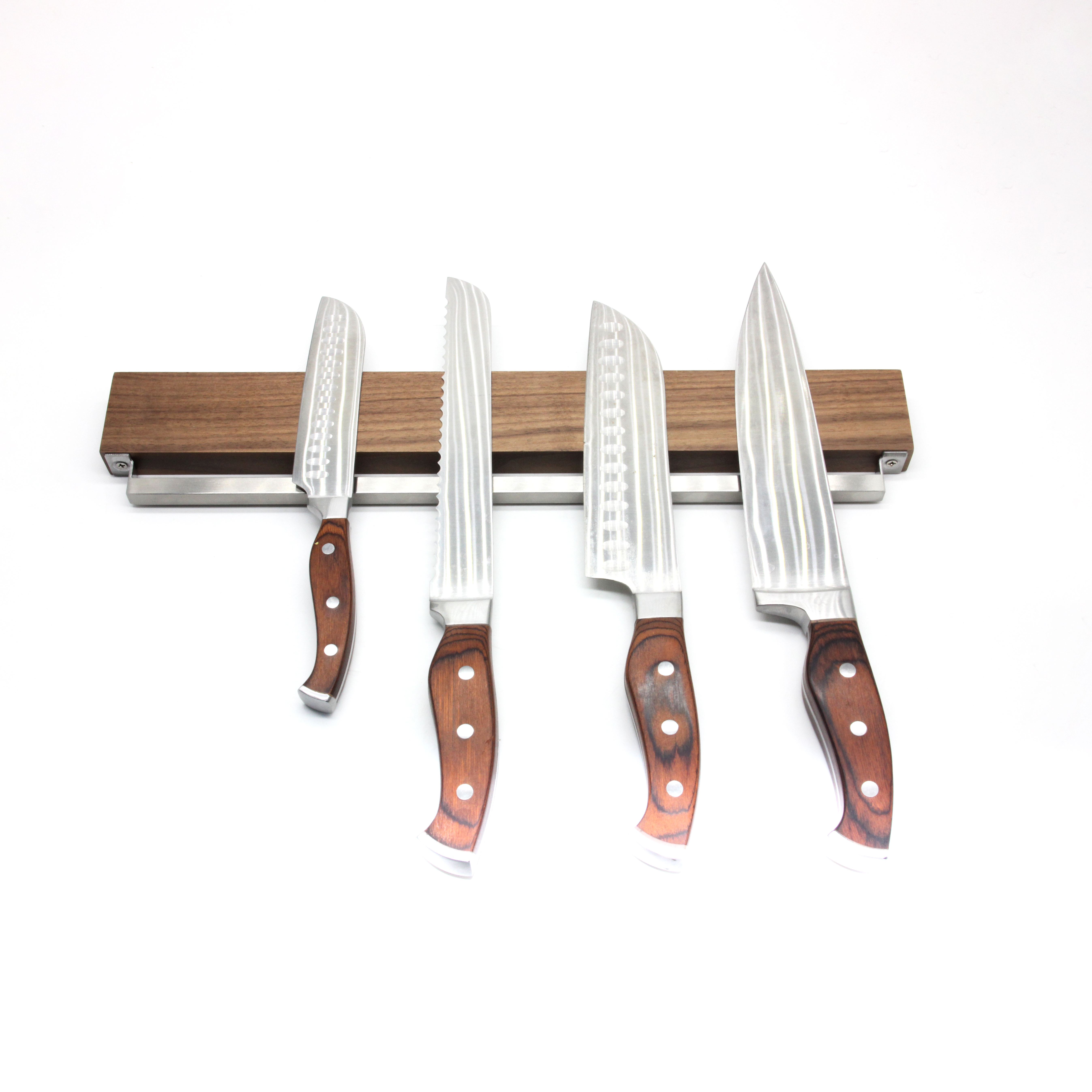 Tiras magnéticas para cuchillos, soporte magnético para cuchillos para pared de 16 pulgadas, tira magnética para cuchillos de madera de nogal que se utiliza como barra para cuchillos, soporte para cuchillos