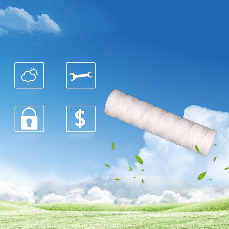 4Pcs/Set PP Wound String Spun Sediment Whole House Water Filter Replacement Cartridge 10 inch Remove Silt Sand Rust 5uM