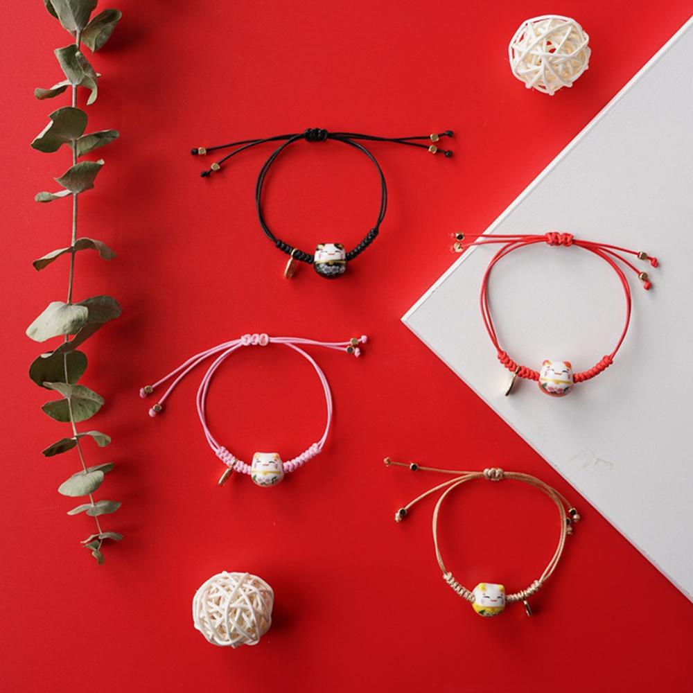 Handgemaakte String Kleurrijke Touw Lucky Cat Verstelbare Armband Voor Vrouwen Meisjes Verjaardag Zoete Kwastje Mode Armbanden Femme
