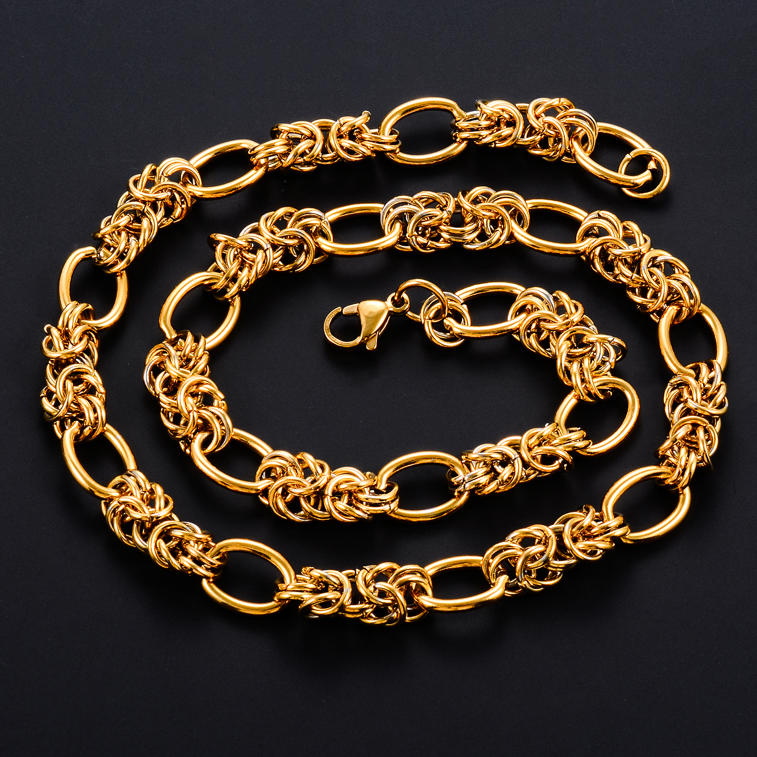 10mm hiphop knytekjede lenkekjede i rustfritt stål armbånd stor kjede halskjede punk hiphop smykker