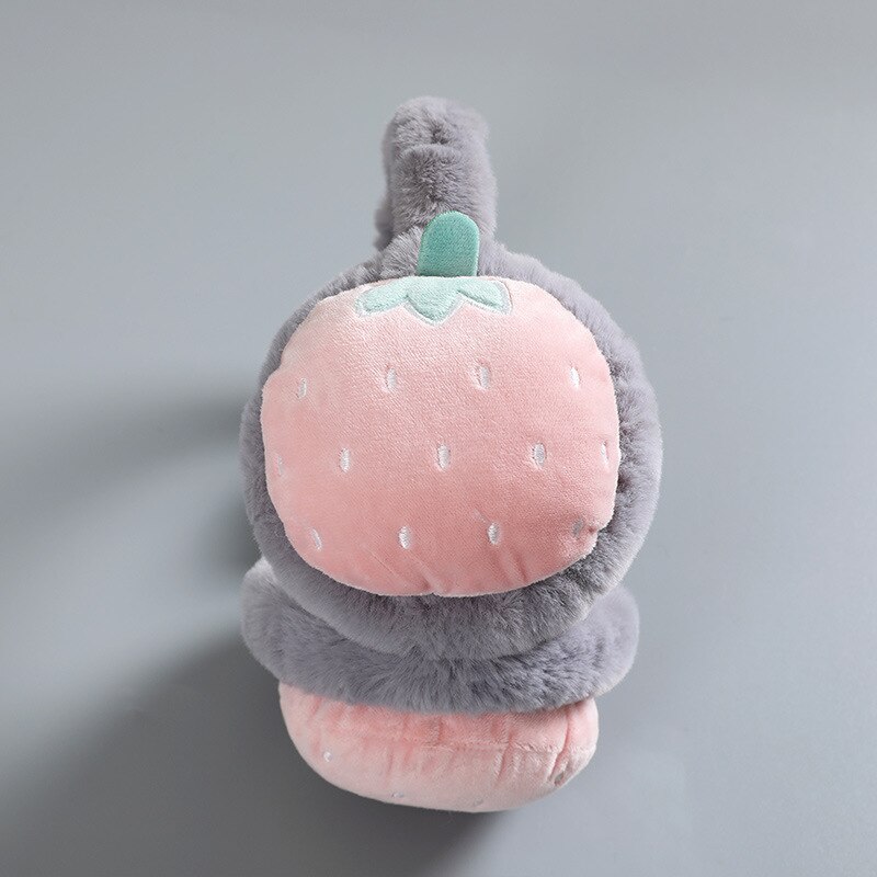 Orejeras bonitas de frutas para mujer, calentadores de orejas, cubierta de oreja plegable cálida, auriculares para chicas, diadema, ciclismo al aire libre: grey