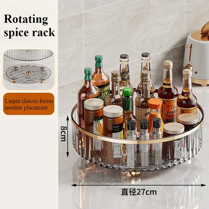 360 ° Rotierendes Gewürz-Aufbewahrungsregal, Kosmetik, Snacks, Lebensmittel, Organisieren, Drehteller, Küche, Gewürzflaschen-Aufbewahrungsregal, Obsttablett: Grün