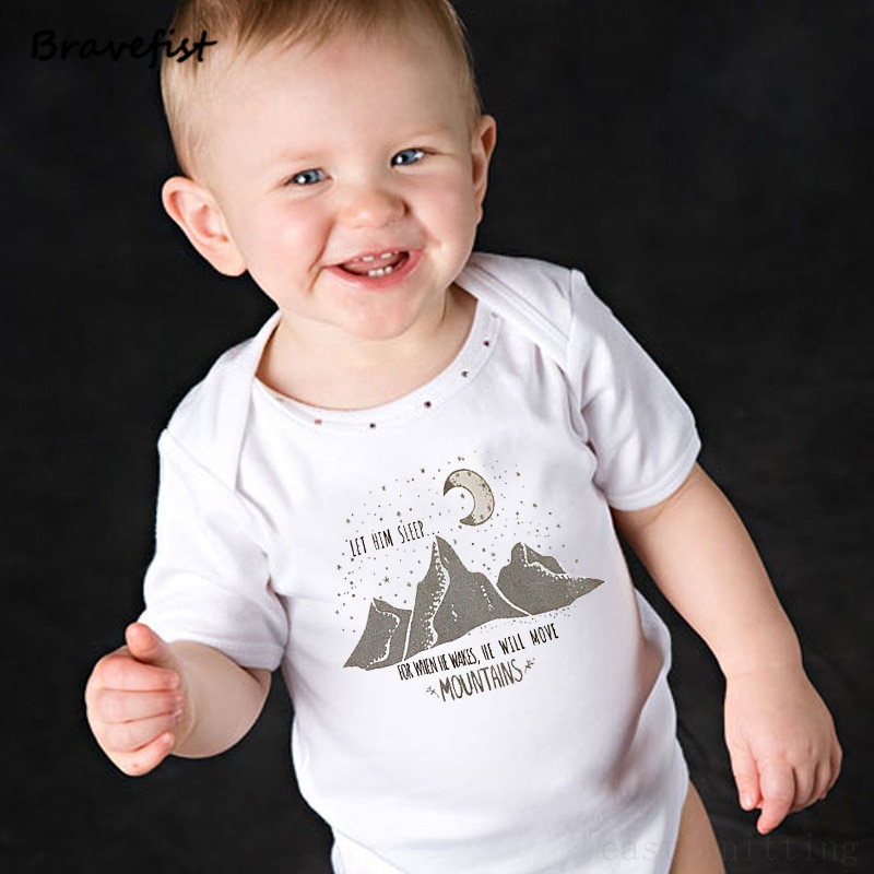 Baby Boy Girl Cotton Romper Baby Clothes Jumpsuit 0-24Months Baby Unisex Kids Clothing Moon And Mountain Peak