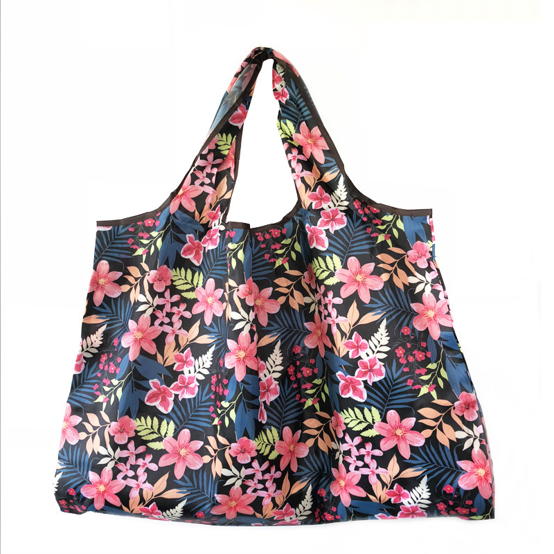 Pocket Tote Women Bag Eco-Friendly Folding Shopping Bag Reusable Portable Shoulder Handbag for Travel Supermarket: PURPLE