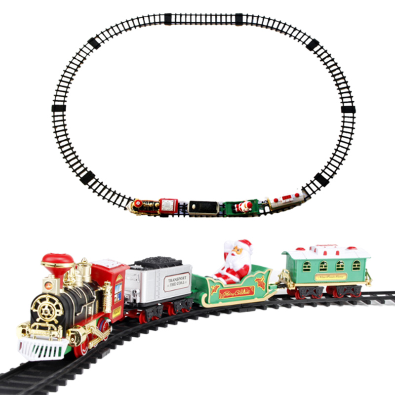 Speelgoed Trein Set Met Lichten En Geluiden, Kerst Trein Set, ronde Vorm Railway Tracks Voor Rond De Kerstboom Batterij Opera