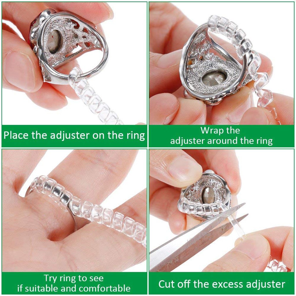 15Pcs Ring Size Adjuster with 3 Sizes Clear Ring Sizer Resizer Fit for Loose Rings Guard Tightener Reducer Resizing Tools