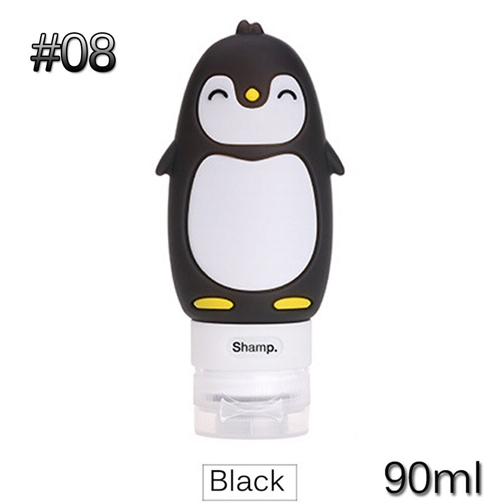 60/80/90 Ml Food-Grade Siliconen Flessen Makeup Shampoo Douchegel Lotion Sub-Bottelen Buis leuke Reizen Squeeze Lege Fles: Type3-90ml black