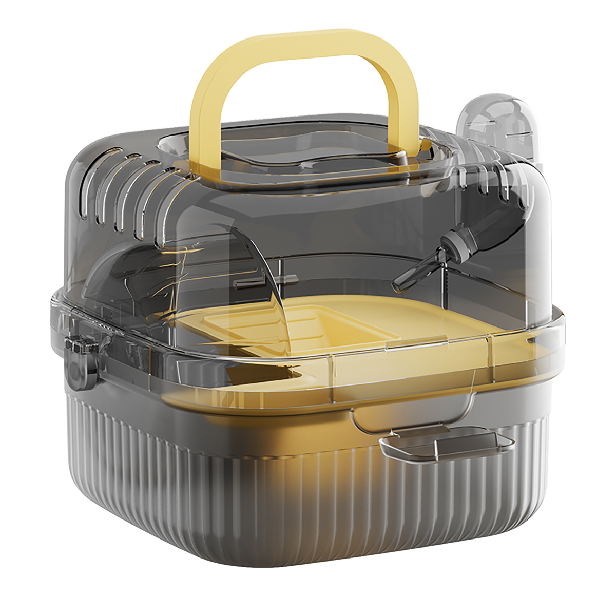 Cage à Chinchilla translucide pour Hamsters, étui de transport de voyage, grande capacité, respirant, habitat pour petits animaux, transporteur avec eau: Brun foncé