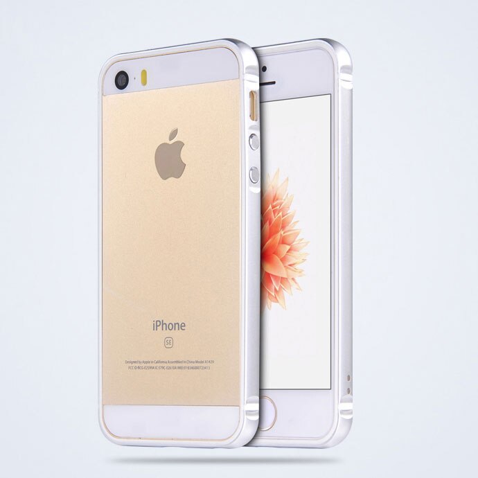 Ascromy voor iphone 5s hoesje bumper luxe aluminium metalen siliconen frame glitter telefoonhoesje voor iphone  se 5s 5 s 5se accessoires: Zilver