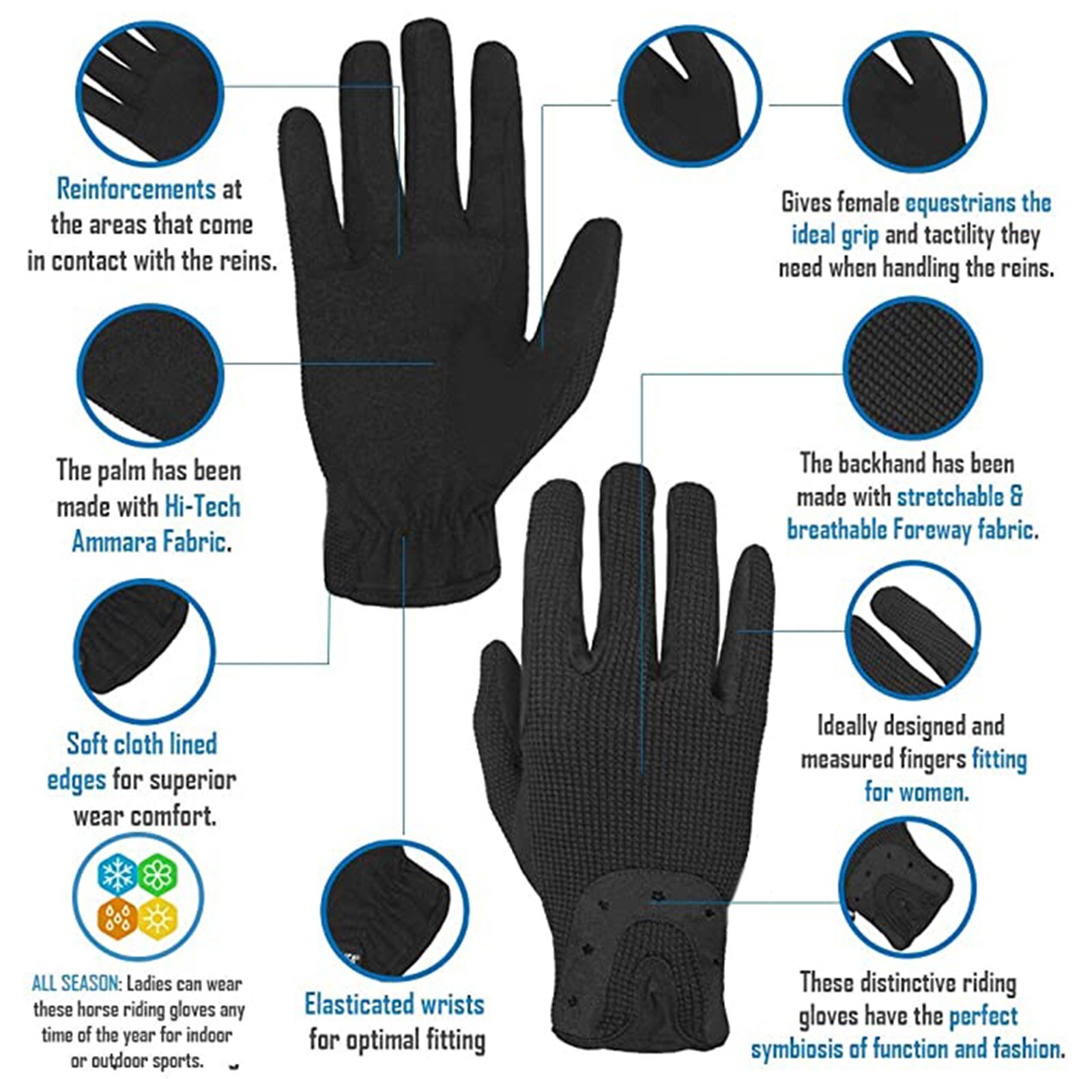 Vrouwen Solid Ademende Paard Motorrijden Handschoenen Katoen Handschoenen Lederen Paardensport Handschoenen Winter Handschoenen # Yp