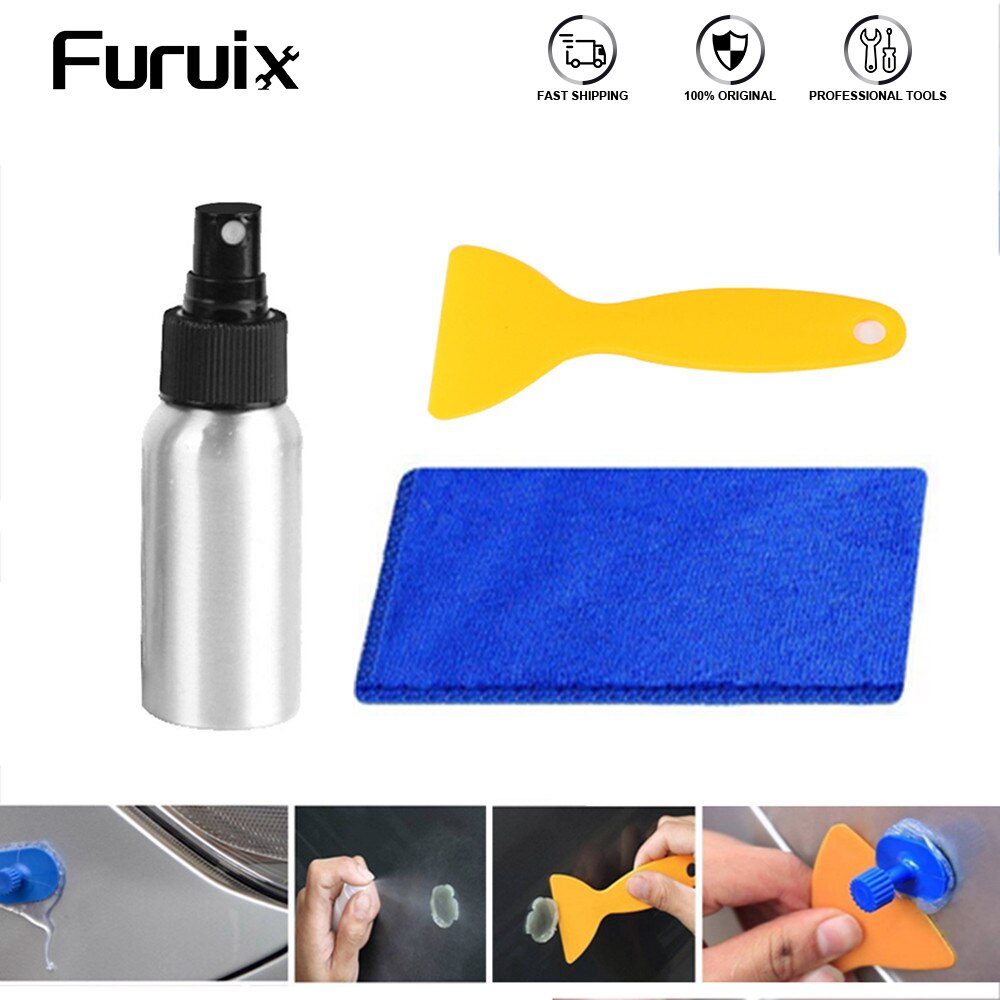 FURUIX PDR gereedschap auto deuk remover plastic schraper te verwijderen lijm van auto body met Rag alcohol fles voor verwijderen de silicon