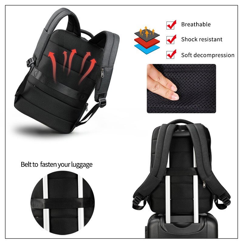 Tigernu-Mochila antirrobo con carga USB para hombre y mujer, morral de negocios para ordenador portátil de 15,6 pulgadas, morral escolar para viaje